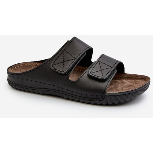 Kesi Comfortable men&amp;#039;s slippers with Velcro fastener Inblu Black Slike