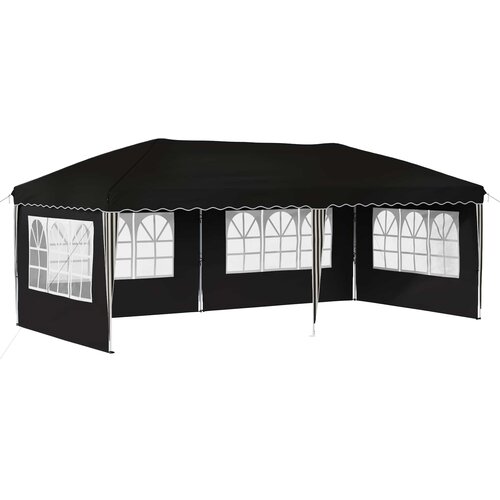 vidaXL Rastezljivi &scaron;ator za svadbe - &scaron;ator za zabave 575 x 289 x 245 cm Crna - Crna s 4 bočna zida Cijene