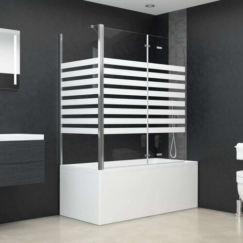 vidaXL Tuš stena za kopalno kad 120x68x130 cm kaljeno steklo s črtami Cene