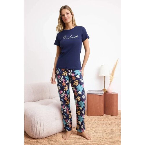 TRENDYOLMILLA Ženski set pidžame Thmss25Pt00378, Tamnoplavi Cene
