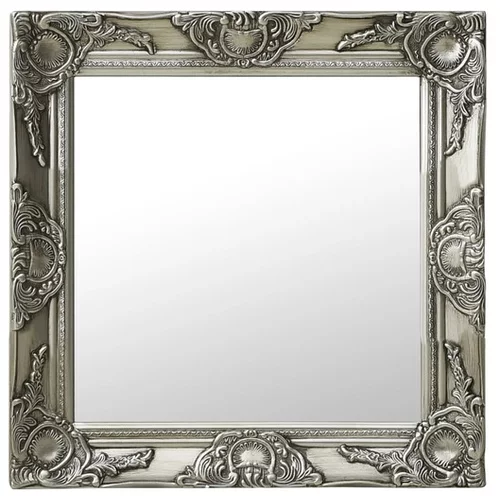  stensko ogledalo v baročnem stilu 50x50 cm srebrno