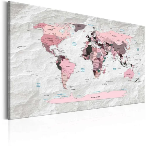  Slika - World Map: Pink Continents 90x60