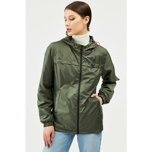 River Club Women's Khaki Waterproof Hooded Raincoat with Lined Pocket - Windbreaker Jacket Slike