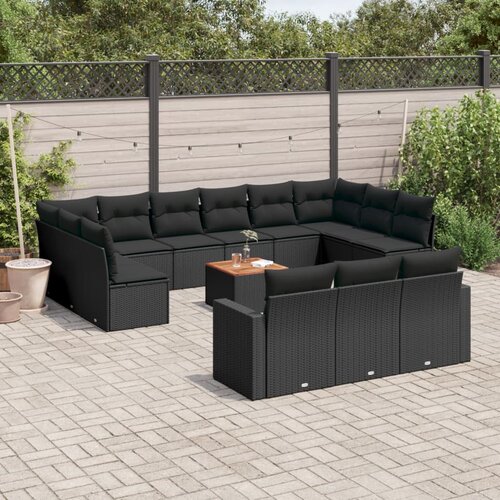vidaXL 14-dijelni set vrtnih sofa s jastucima poliratan crni Cijene
