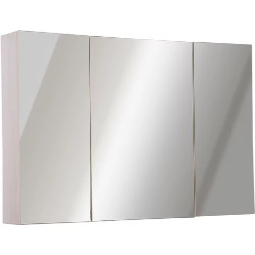Kleankin stenska kopalniška omarica z ogledalom s tremi vrati in nastavljivimi lesenimi policami 90x60x13,5 cm, (20754104)