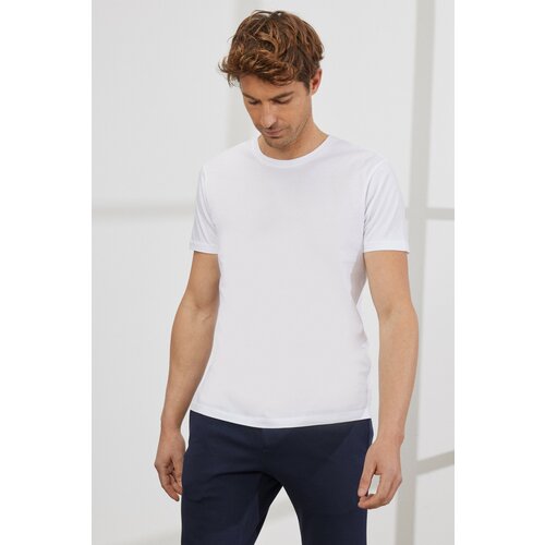 ALTINYILDIZ CLASSICS men's white slim fit slim fit crew neck 100% cotton short sleeve t-shirt Slike