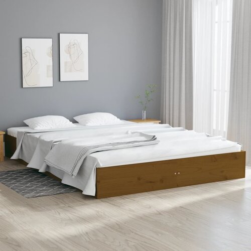 VidaXL Posteljni okvir medeno rjav iz trdnega lesa 150x200 cm 5FT Slike