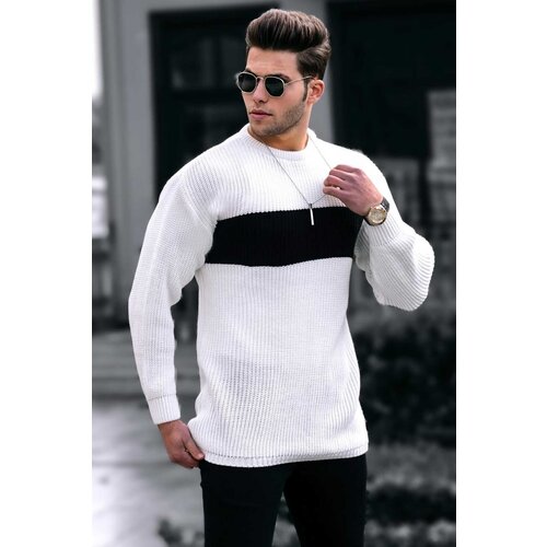 Madmext Men's White Sweater 4698 Cene