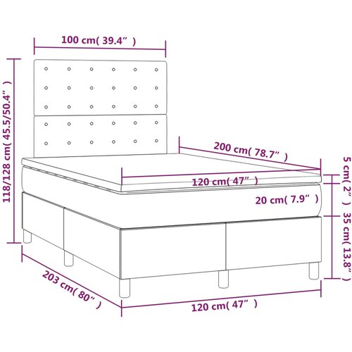  box spring s madracem LED krem 120 x 200 cm od tkanine Slike