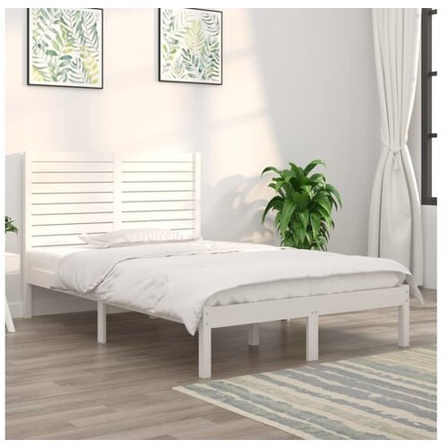  Posteljni okvir bel iz trdnega lesa 140x190 cm Cene