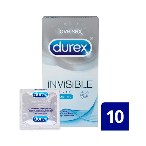 Durex Invisible Extra sensitive, kondomi, 10 kos.