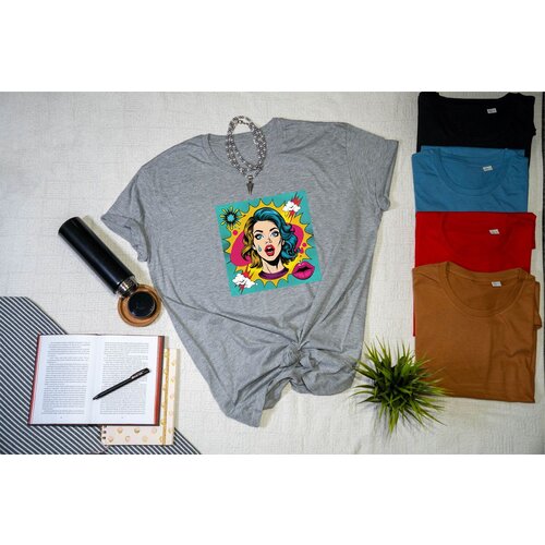  pop art unisex majica pepeljasta Cene