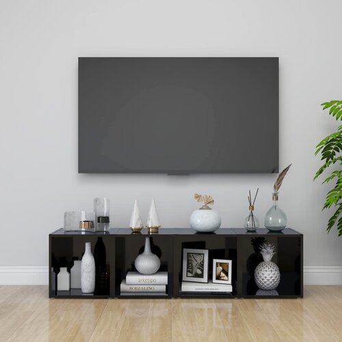 VidaXL TV ormarići 4 kom visoki sjaj crni 37 x 35 x 37 cm od iverice Slike