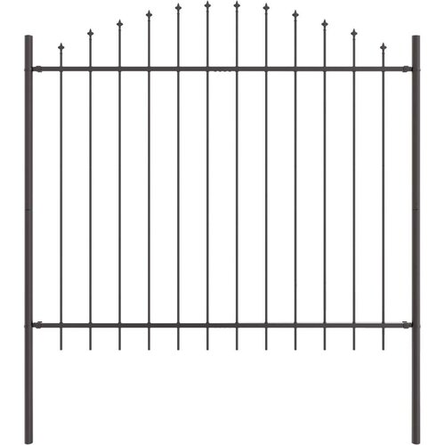 vidaXL Panel ograde s šiljcima Set od 4 Siva Čelik obložen prahom Cijene