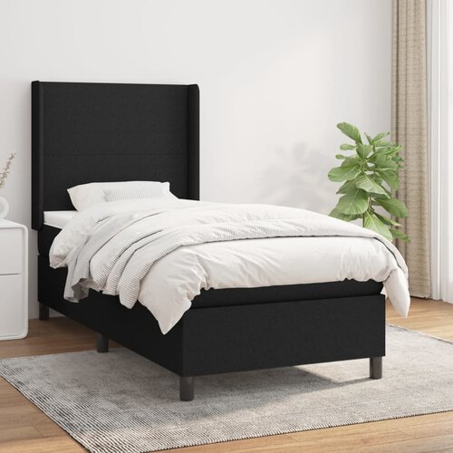VidaXL Box spring postelja z vzmetnico črna 90x200 cm blago Slike