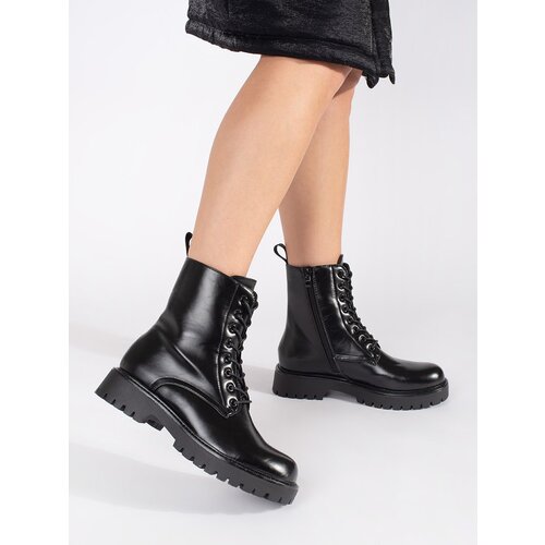SEASTAR Black worker boots plain laced Slike