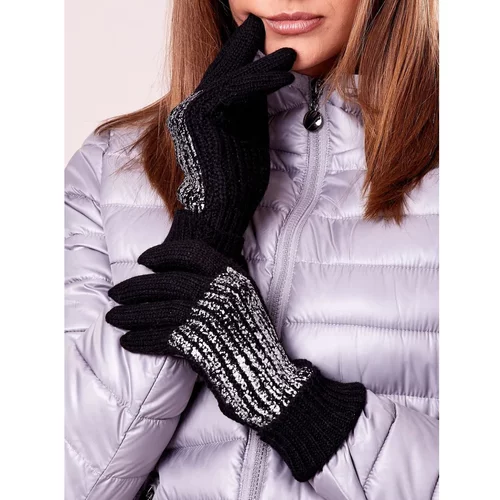 Fashion Hunters Black gloves with wool and shiny application