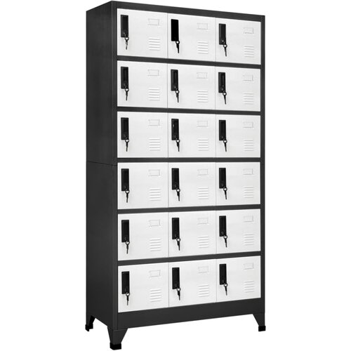 The Living Store Omara s ključavnico antracitna in bela 90x40x180 cm jeklo - Omarica Na Ključ, (21435222) Slike