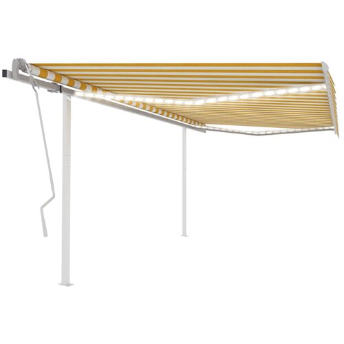 vidaXL ročno zložljiva tenda z led lučkami 4x3 m rumena in bela Cene