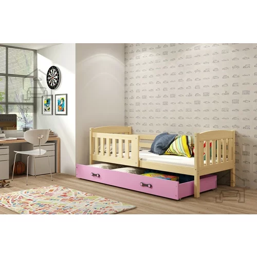 BMS Group Otroška postelja Kubus - 90x200 cm - bor/roza