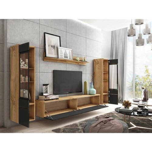 P &amp;amp; B Dnevni Regal Vera, Črna, Barva Hrasta, 4-Delno, Led Slike