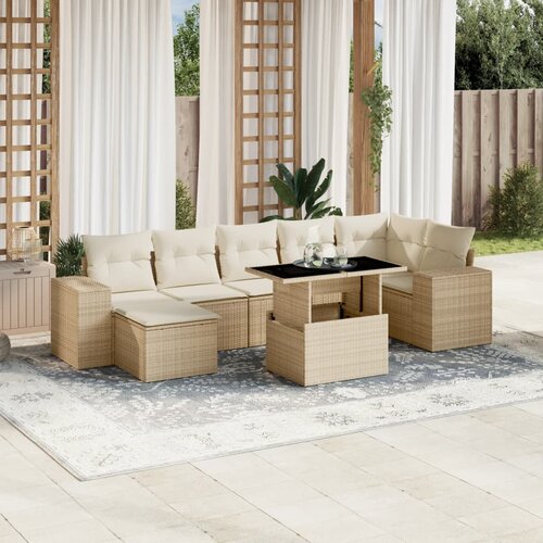 VidaXL 8-dijelni set vrtnih sofa od poliratana s jastucima bež Slike
