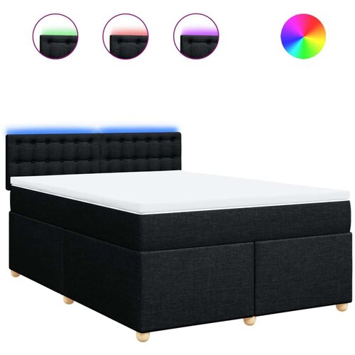 VidaXL Krevet s oprugama i madracem crni 140 x 190 cm od tkanine Slike