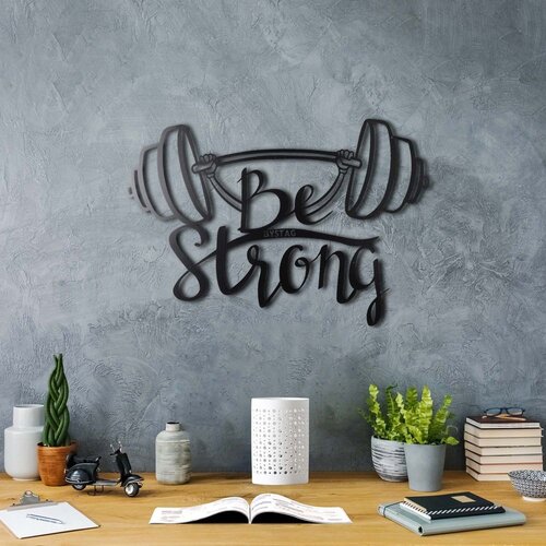 Wallity Zidna dekoracija Be Strong, 34 x 50 cm, Crna Cene