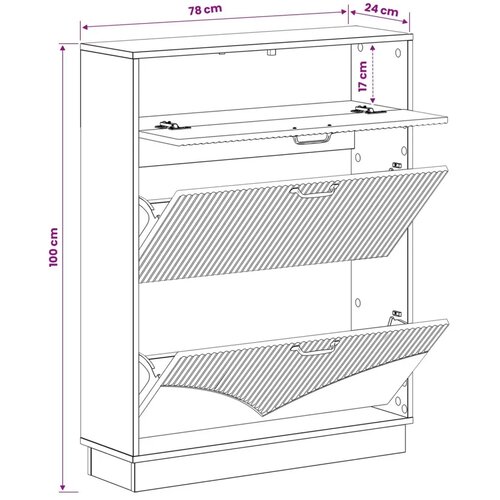  Ormar za cipele HOORN 78 x 24 x 100 cm Konstruirano drvo Bijela - Bijela Slike