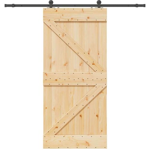 vidaXL Drsna vrata s kompletom vodil 90x210 cm trdna borovina Cene