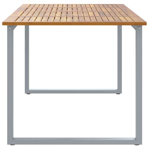  Vanjski blagovaonski stol sivi 200x90x75 cm čelični i solidno drvo akacija Slike
