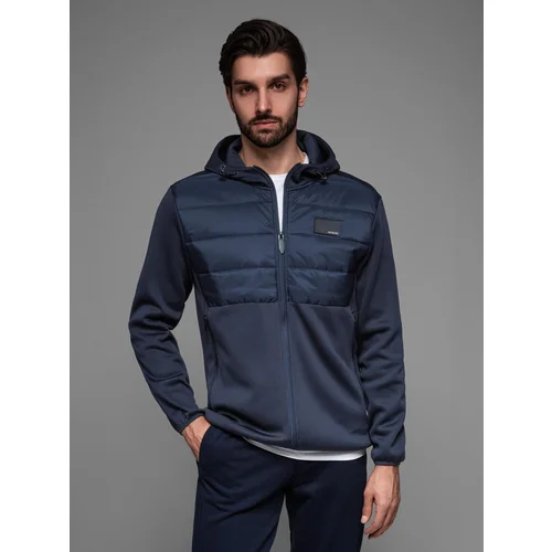 Ombre Lightweight colorful men's sports jacket with fleece - brown and navy blue