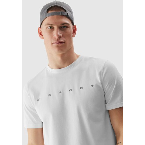 4f Men's T-shirt in a regular fit made of organic cotton with a print - white Cene