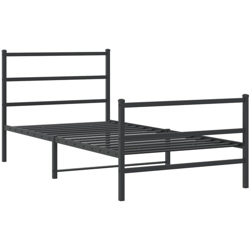 vidaXL Kovinski posteljni okvir z vzglavjem in vznožjem črn 107x203 cm, (21007131) Cene