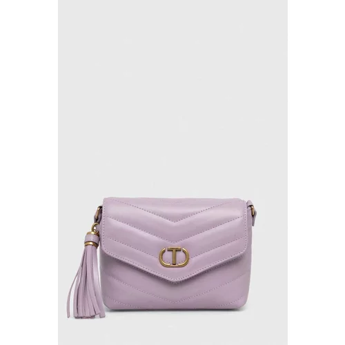 Twinset Usnjena torbica vijolična barva
