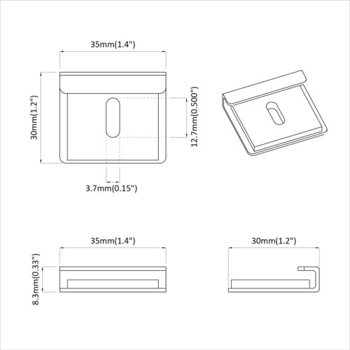  Držač za ogledalo 2 pcs Nikla 35 x 30 x 8,3 mm Čelik Slike