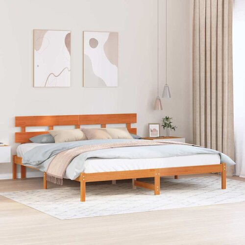  Krevetna konstrukcija Smeđa 180 x 200 cm Čvrsto borovo drvo Cijene