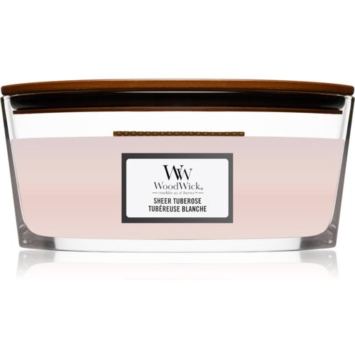 WoodWick Sheer Tuberose mirisna svijeća s drvenim fitiljem (hearthwick) 453,6 g Slike