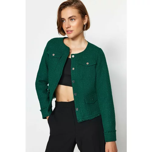 Trendyol Green Tweed Regular Woven Jacket