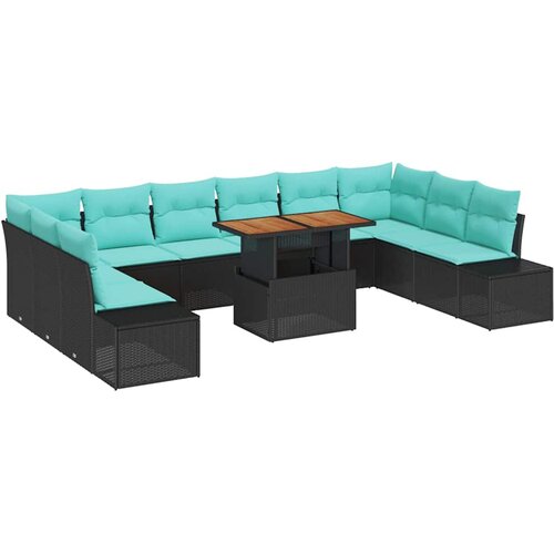 vidaXL Vrtna sedežna garnitura s shranjevanjem 11 pcs Črna Poly ratan, (5000144961) Cene