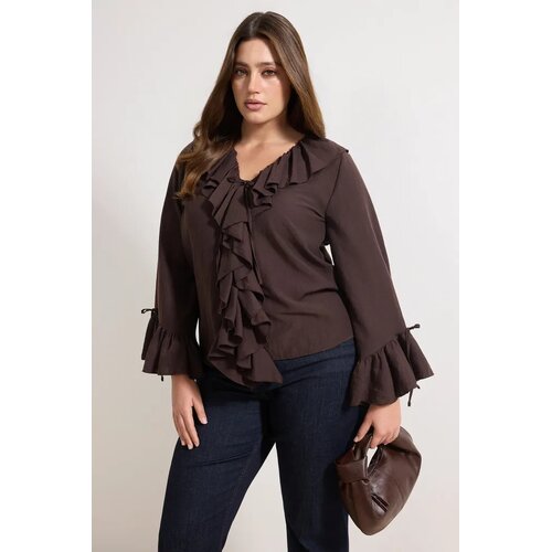 Trendyol ženska bluza Tbbss26Af00056, braon Cene