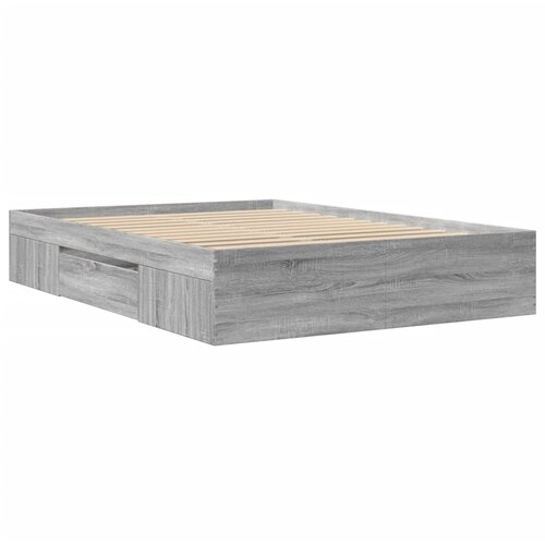  Okvir kreveta siva boja hrasta 140 x 200 cm konstruirano drvo Slike