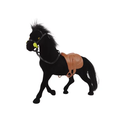  Figurica crni baršunasti konjić sa smeđim sedlom