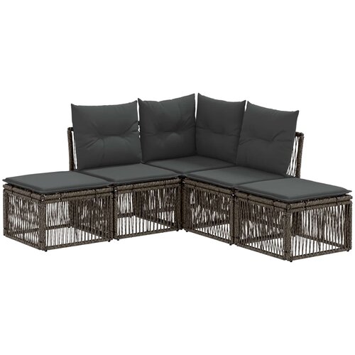 vidaXL Vrtna sedežna garnitura 5 pcs Siva poli ratan, (5000270024) Cene