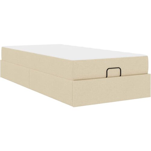 vidaXL Konstrukcija postelje z vzmetnico krema 90 x 190 cm blago, (5000069829) Cene