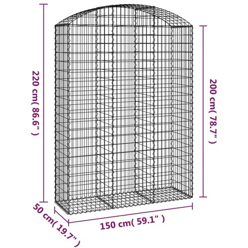  Gabionska ko&amp;scaron;ara s lukom 150x50x200/220 cm pocinčano željezo Slike