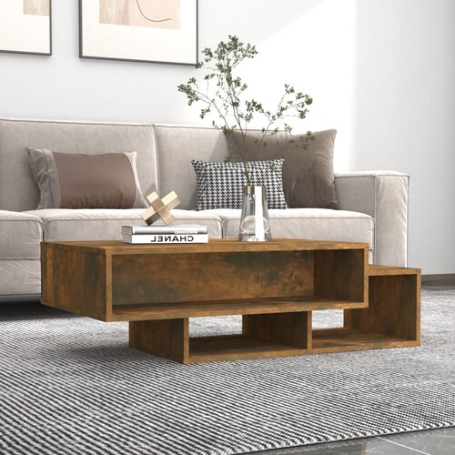 VidaXL Klubska mizica dimljeni hrast 105x55x32 cm konstruiran les Slike