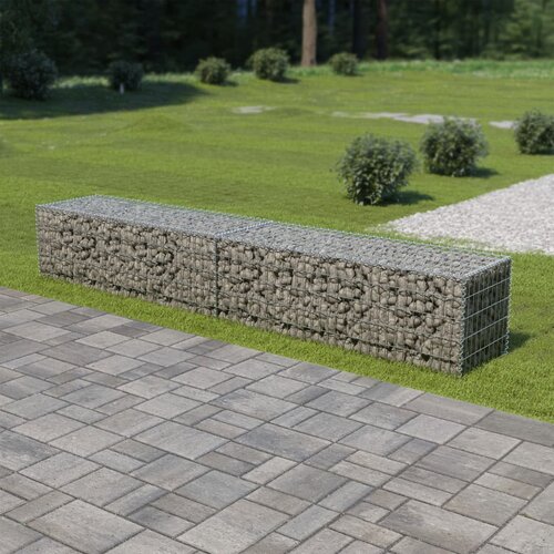 VidaXL gabionski zid s poklopcima od pocinčanog čelika 300 x 50 x 50 cm Slike