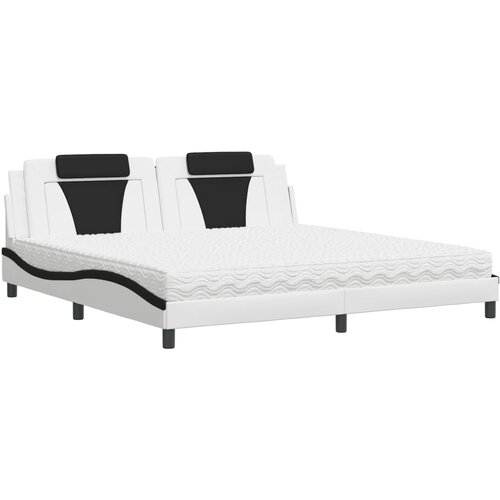 vidaXL Postelja z vzmetnico bela in črna 200x200 cm umetno usnje, (21143005) Cene