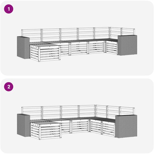  Set vanjskih sofa 7 kom. Prirodna 314 x 136,5 x 73 cm Slike